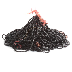 Hank (11500) antique Czech jet black faceted glass seed beads 16 bpi