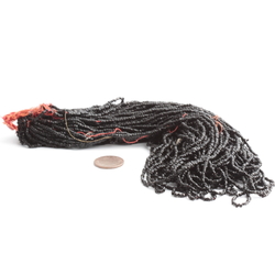 Hank (11500) antique Czech jet black faceted glass seed beads 16 bpi