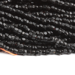 Hank (11500) antique Czech jet black faceted glass seed beads 16 bpi