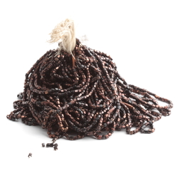 Hank (7500) vintage Czech copper metallic black faceted glass seed beads