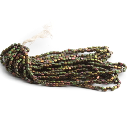 Hank (800) vintage Czech bronze metallic peacock faceted glass seed beads 14 bpi
