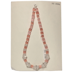 Vintage Czech necklace pink satin atlas crystal glass beads
