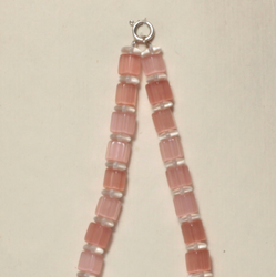 Vintage Czech necklace pink satin atlas crystal glass beads