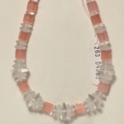 Vintage Czech necklace pink satin atlas crystal glass beads