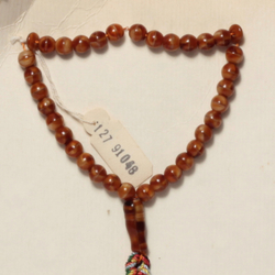 Vintage religious prayer beads Czech caramel marble glass beads rainbow tassle