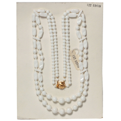 Vintage Czech 2 strand necklace white round rectangle glass beads