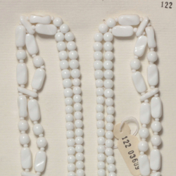 Vintage Czech 2 strand necklace white round rectangle glass beads