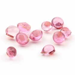 Lot (10) C19th Czech Bohemian antique cranberry pink glass gemstone drops Medieval Art Nouveau jewelry making chandelier design