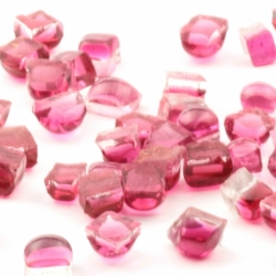 Lot (47) C19th Czech Bohemian antique cranberry pink clear bicolor glass gemstone drops Medieval Art Nouveau jewelry making chandelier design