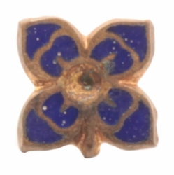 7mm Antique Victorian German Czech blue champleve enamel floral dimi metal button