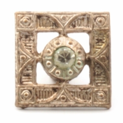 10mm Antique Art Nouveau German Czech glass rhinestone metal dimi pierced square button