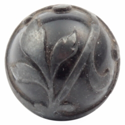 13mm antique Art Nouveau pewter lustre floral black Czech glass ball button rosette shank