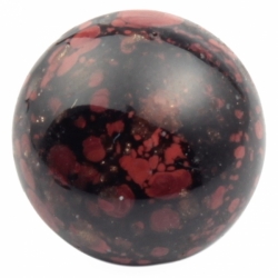 13mm Antique Czech lampwork red spatter marble black glass button 