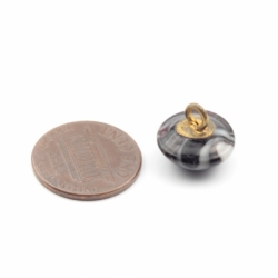 13mm Antique Czech lampwork multicolor striped black glass button 