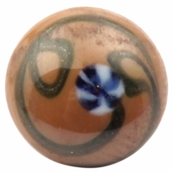 13mm Antique Czech lampwork blue millefiori aventurine gold caramel glass button 