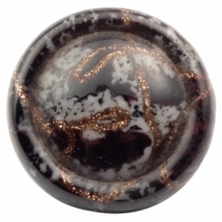 18mm Antique Czech lampwork aventurine gold black and white marble glass button 