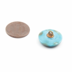 18mm Antique Czech lampwork brown marble blue glass button 