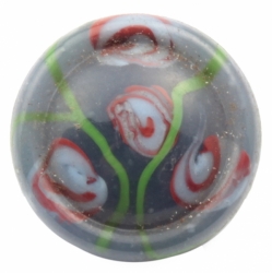 18mm Antique Czech lampwork pink and red floral yellow striped lilac glass button 