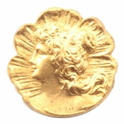16mm antique German Czech Art Nouveau lady sunburst arts and crafts gold metal picture button