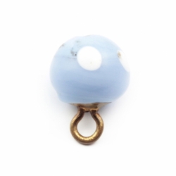 12mm Antique Czech lampwork white spot blue glass dimi ball button