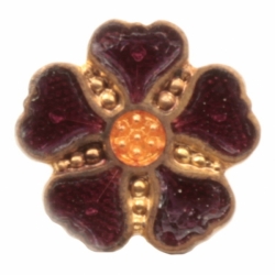 9mm Antique Victorian German Czech deep pink champleve enamel dimi metal flower button