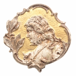 26mm antique German Czech Art Nouveau lady arts and crafts gold gilt silver metal picture button