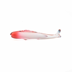 Vintage 1960's saphiret pink bicolor eel fish studio art glass sculpture ornament Miloslav Janků Železný Brod sklo