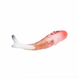 Vintage 1960's saphiret pink bicolor eel fish studio art glass sculpture ornament Miloslav Janků Železný Brod sklo