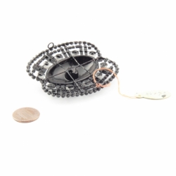Czech Antique Victorian jet black mourning glass sew on brooch embellishment - kopie