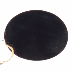 Czech Antique Victorian mourning jewelry oval jet black glass pin brooch