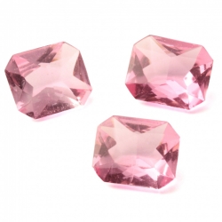 Lot (3) Czech antique octagon pink glass rhinestones 12x10mm