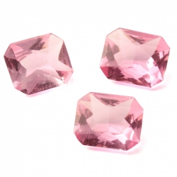 Lot (3) Czech antique octagon pink glass rhinestones 12x10mm