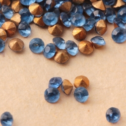 Lot (1100) ss6 Czech vintage sapphire blue micro glass rhinestones