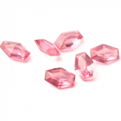 Lot (6) Czech antique cranberry pink hexagon glass rhinestones 10x6mm