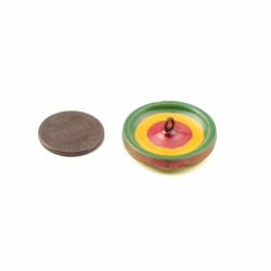 27mm Czech Vintage yellow green red reverse painted silver lustre clear lacy daisy flower glass button