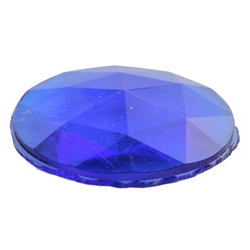 Large Czech vintage oval faceted sapphire blue flatback glass rhinestone 40 x 30mm