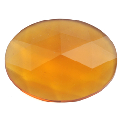 Large Czech vintage oval faceted amber topaz flatback glass rhinestone 40 x 30mm