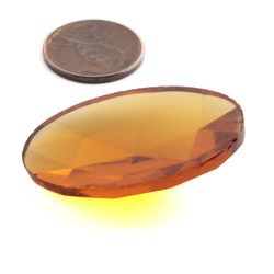 Large Czech vintage oval faceted amber topaz flatback glass rhinestone 40 x 30mm