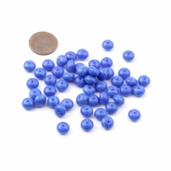 Lot (50) 8x5mm blue striped rondelle vintage Czech glass beads