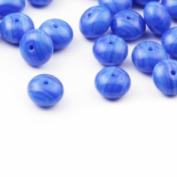 Lot (50) 8x5mm blue striped rondelle vintage Czech glass beads