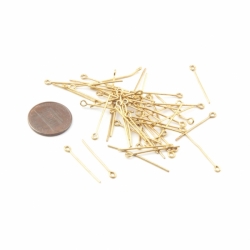 Lot (50) 24mm vintage gold tone chandelier loop head connector pins prism hangers