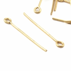Lot (50) 24mm vintage gold tone chandelier loop head connector pins prism hangers