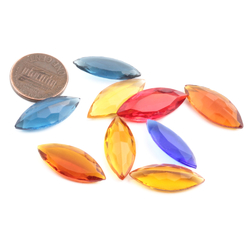 9 Czech vintage oval marquise assorted glass rhinestones 24x10mm