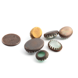 6 Czech vintage bezel set round and oval opaline glass cabochons