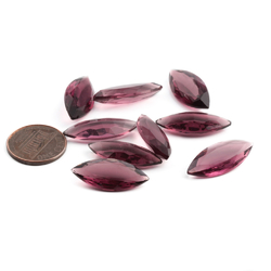 9 Czech vintage oval marquise pink amethyst glass rhinestones 24x10mm