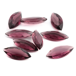 9 Czech vintage oval marquise pink amethyst glass rhinestones 24x10mm