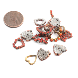 Lot Czech vintage unfinished rhinestone heart jewelry elements stampings