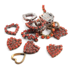 Lot Czech vintage unfinished rhinestone heart jewelry elements stampings