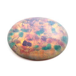 Vintage Czech foil marble imitation opal oval harlequin glass cabochon