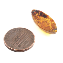 Vintage Czech foil marble imitation opal oval pale amber glass cabochon